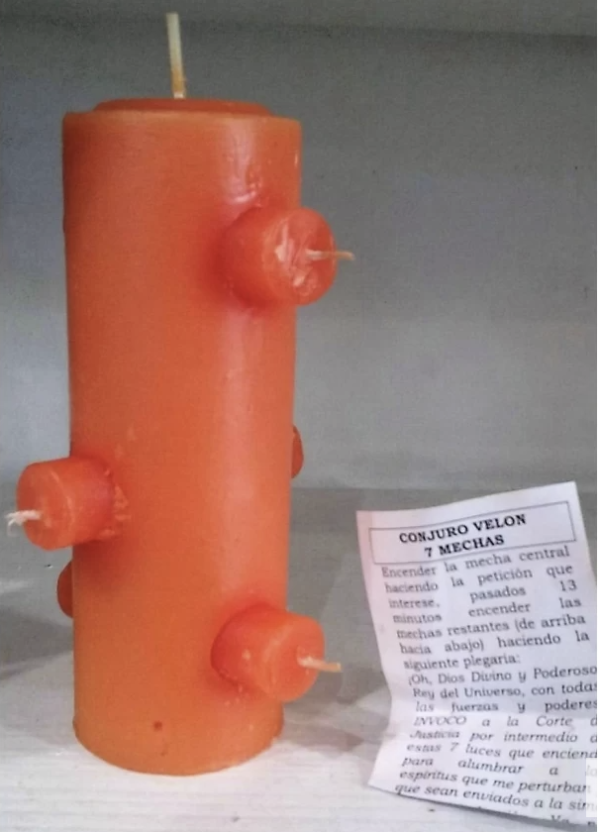 Velón 7 Mechas Naranja