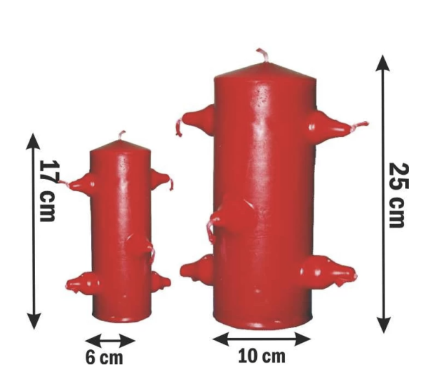 VELON 7 MECHAS ROJO GIGANTE Velón 7 Mechas Rojo