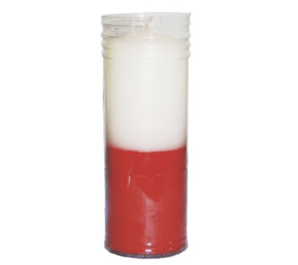 Velón Blanco Rojo con Protector