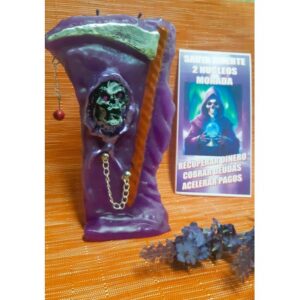 Velón Santa Muerte Dos Núcleos Morada