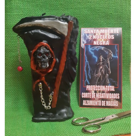 Velón Santa Muerte Dos Núcleos Negra