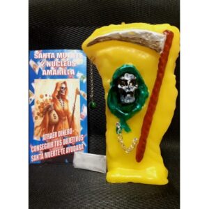 Velón Santa Muerte Dos Núcleos Amarilla