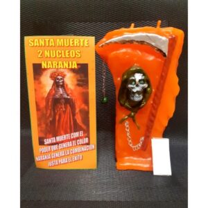 Velón Santa Muerte Dos Núcleos Naranja