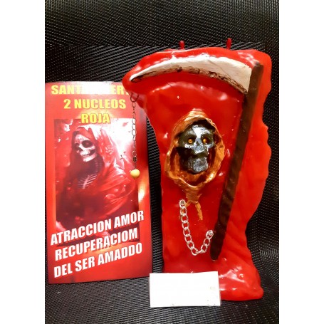 Velón Santa Muerte Dos Núcleos Roja